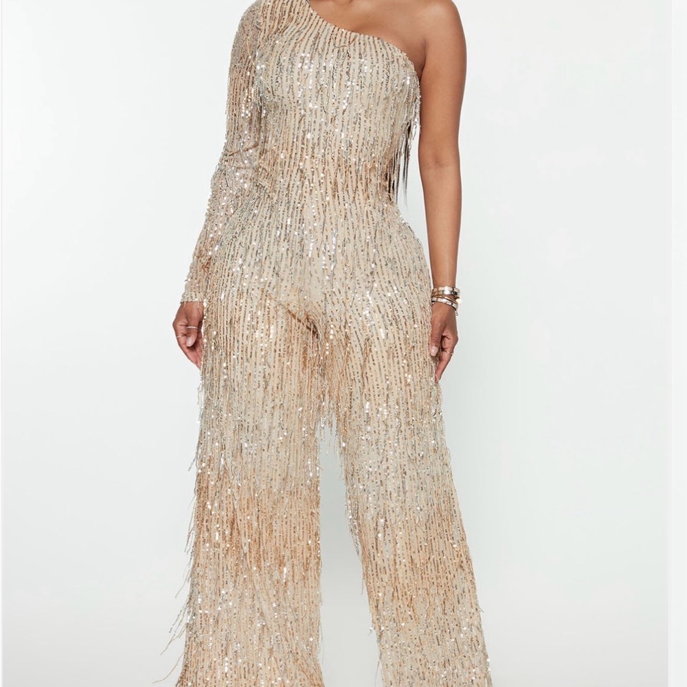 Glamorous One-Shoulder Sequin Jumpsuit